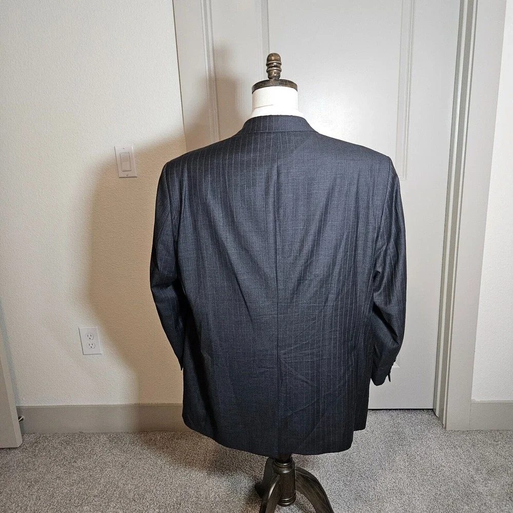 Lauren Ralph Lauren 48R Wool Suit‎ Blazer Sport Coat Men Gray Pinstriped